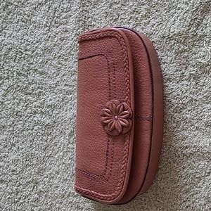 Brighton Brown Leather Glasses Case with Floral Detail